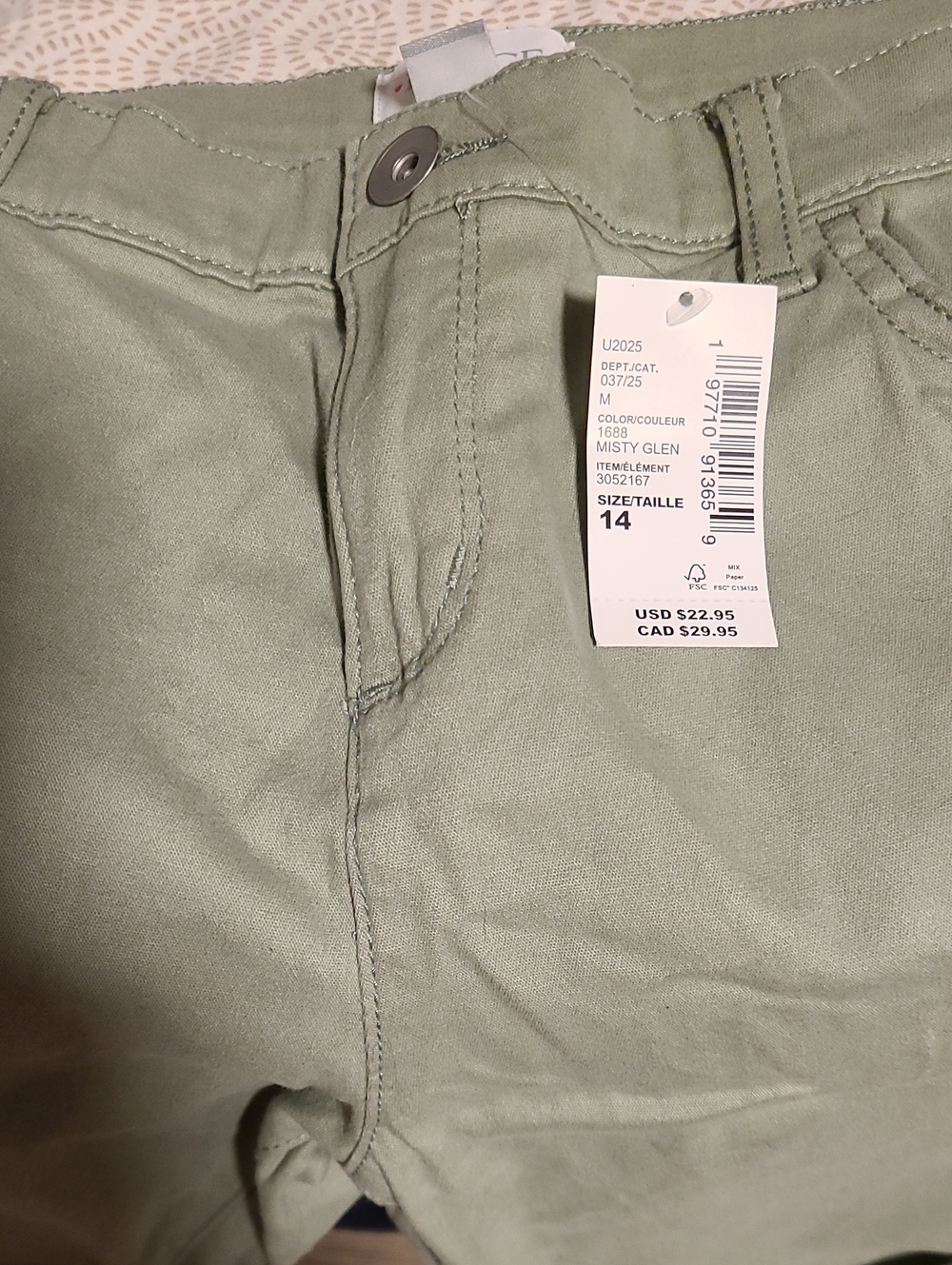 Children Place Olive Green Size 14 Girls Shorts